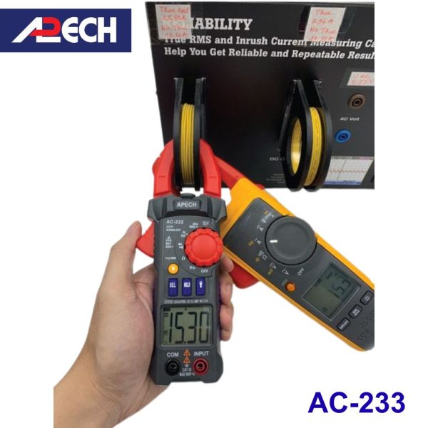 Ampe kìm APECH AC-233 True-RMS đo dòng AC (600A), Ampe kìm AC APECH AC233 True-RMS, APECH AC 233 True-RMS Digital Clamp Meter