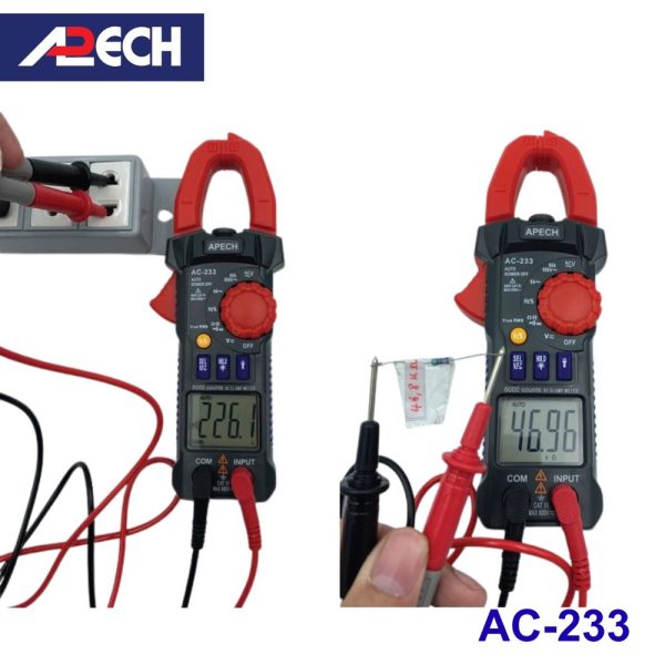 Ampe kìm APECH AC-233 True-RMS đo dòng AC (600A), Ampe kìm AC APECH AC233 True-RMS, APECH AC 233 True-RMS Digital Clamp Meter