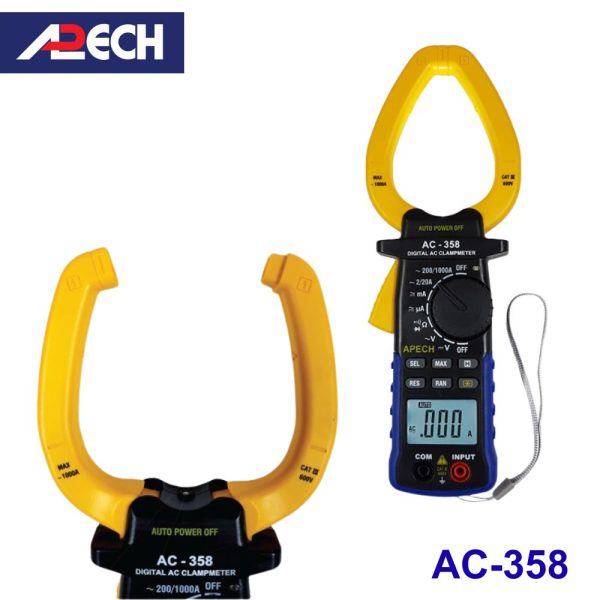 Ampe kìm APECH AC-358 đo dòng AC (1000A), Ampe kìm giá rẻ APECH AC358, APECH AC-358 Digital AC Clamp Meter