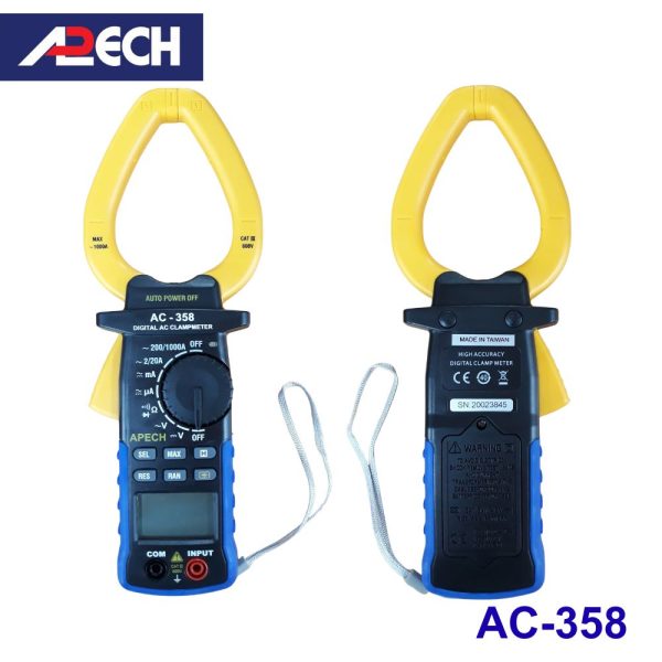 Ampe kìm APECH AC-358 đo dòng AC (1000A), Ampe kìm giá rẻ APECH AC358, APECH AC-358 Digital AC Clamp Meter