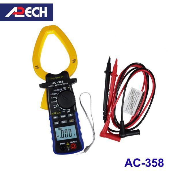 Ampe kìm APECH AC-358 đo dòng AC (1000A), Ampe kìm giá rẻ APECH AC358, APECH AC-358 Digital AC Clamp Meter