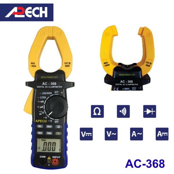 Ampe kìm APECH AC-368 đo dòng AC (600A), Ampe kìm giá rẻ APECH AC368, APECH AC-368 Digital AC ClampMeter