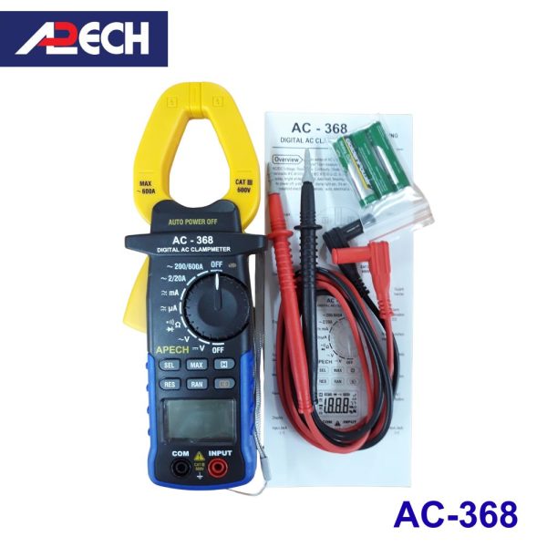 Ampe kìm APECH AC-368 đo dòng AC (600A), Ampe kìm giá rẻ APECH AC368, APECH AC-368 Digital AC ClampMeter
