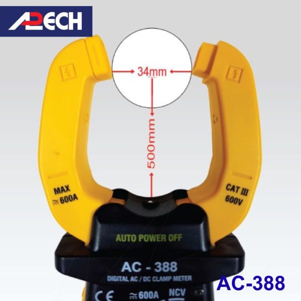 Ampe kìm APECH AC-388 đo dòng AC/DC (600A), Ampe kìm AC/DC APECH AC388, APECH AC 388 Digital AC/DC Clamp Meter
