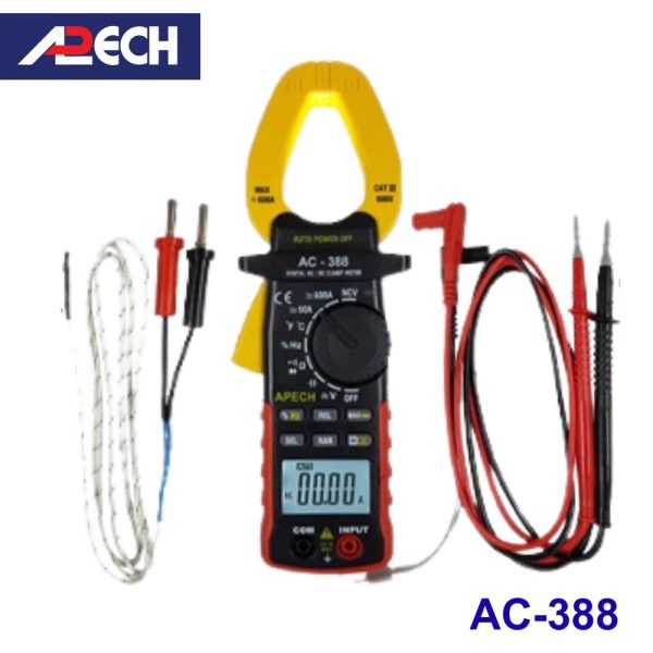 Ampe kìm APECH AC-388 đo dòng AC/DC (600A), Ampe kìm AC/DC APECH AC388, APECH AC 388 Digital AC/DC Clamp Meter