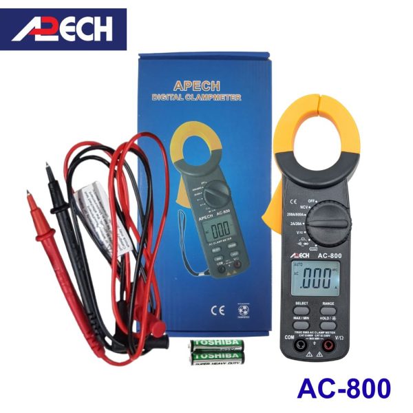 Ampe kìm APECH AC-800 đo dòng AC (600A), Ampe kìm giá rẻ APECH AC 800 True-RMS, APECH AC-800 True RMS Digital AC Clamp Meter