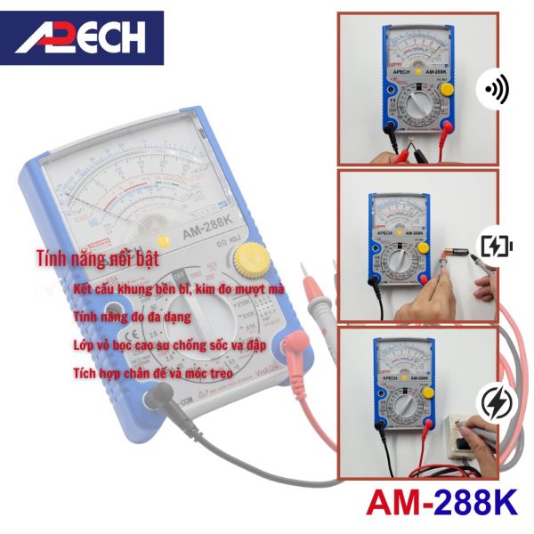 Đồng hồ vạn năng kim APECH AM-288K Analog Multimeter, đồng hồ vạn năng APECH AM288K, APECH AM 288K Analog Multimeter