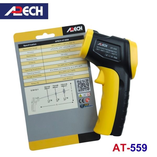 Máy đo nhiệt độ hồng ngoại APECH AT-559 (2 trong 1), máy đo nhiệt độ giá rẻ APECH AT559, APECH AT 559 Infrared Thermometer