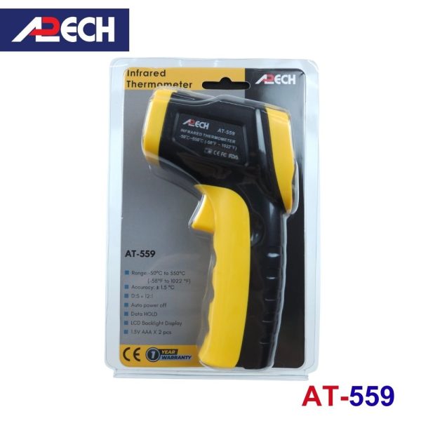 Máy đo nhiệt độ hồng ngoại APECH AT-559 (2 trong 1), máy đo nhiệt độ giá rẻ APECH AT559, APECH AT 559 Infrared Thermometer