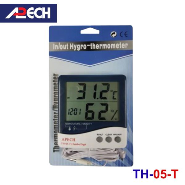 Nhiệt ẩm kế điện tử APECH TH-05T treo tường, nhiệt ẩm kế có dây APECH TH-05-T, APECH TH05T digital thermo-hygrometer