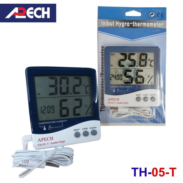 Nhiệt ẩm kế điện tử APECH TH-05T treo tường, nhiệt ẩm kế có dây APECH TH-05-T, APECH TH05T digital thermo-hygrometer