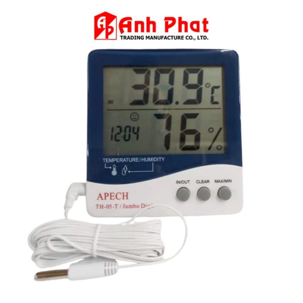 Nhiệt ẩm kế điện tử APECH TH-05T treo tường, nhiệt ẩm kế có dây APECH TH-05-T, APECH TH05T digital thermo-hygrometer
