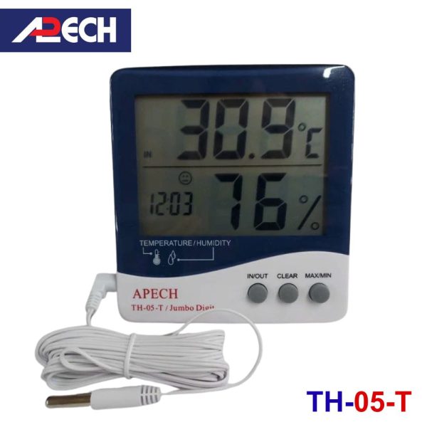Nhiệt ẩm kế điện tử APECH TH-05T treo tường, nhiệt ẩm kế có dây APECH TH-05-T, APECH TH05T digital thermo-hygrometer