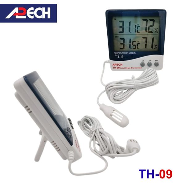 Nhiệt ẩm kế điện tử APECH TH-09 treo tường, nhiệt ẩm kế treo tường APECH TH 09, APECH TH09 digital thermo-hygrometer