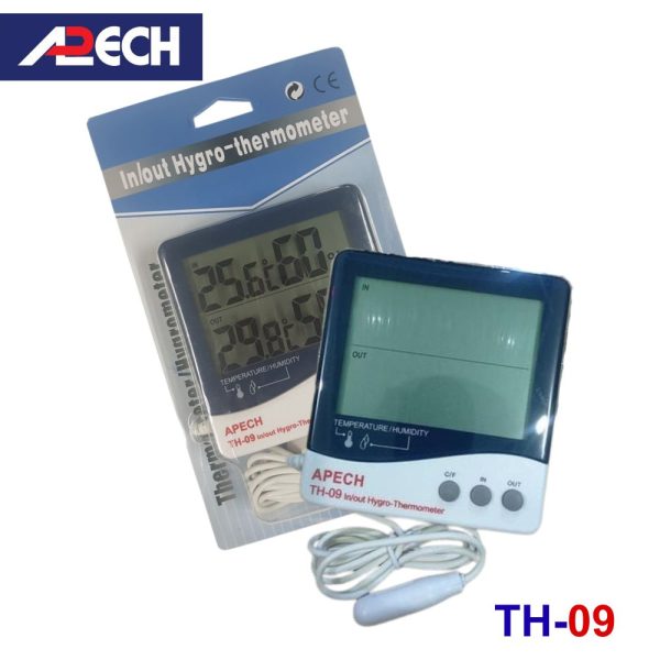 Nhiệt ẩm kế điện tử APECH TH-09 treo tường, nhiệt ẩm kế treo tường APECH TH 09, APECH TH09 digital thermo-hygrometer