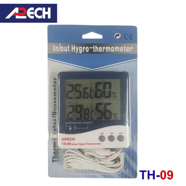 Nhiệt ẩm kế điện tử APECH TH-09 treo tường, nhiệt ẩm kế treo tường APECH TH 09, APECH TH09 digital thermo-hygrometer