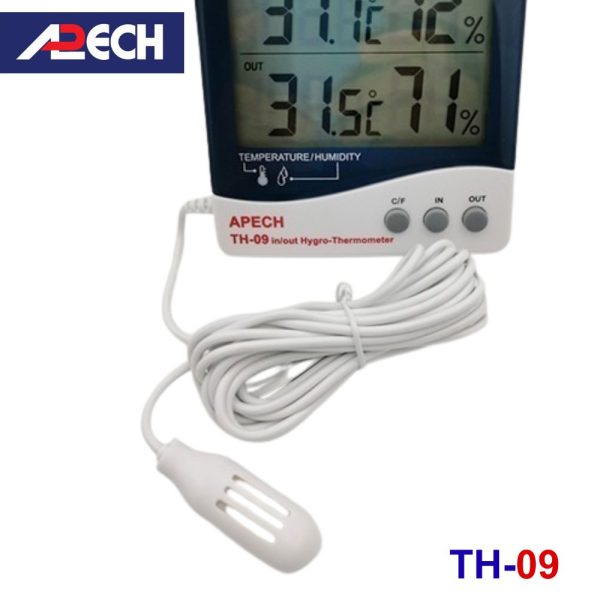 Nhiệt ẩm kế điện tử APECH TH-09 treo tường, nhiệt ẩm kế treo tường APECH TH 09, APECH TH09 digital thermo-hygrometer