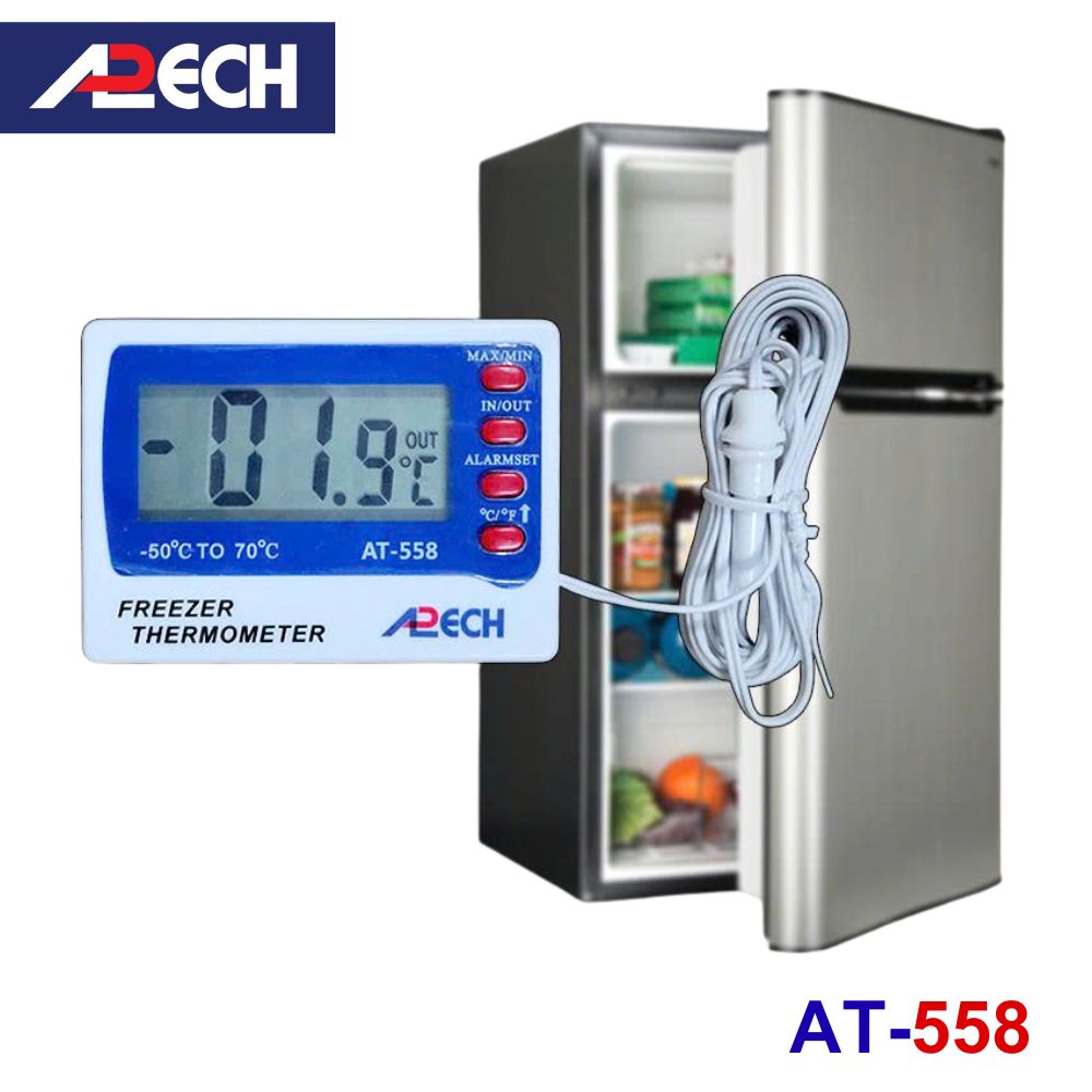 Nhiệt kế điện tử APECH AT-558 đo nhiệt độ ngăn đông tủ lạnh Nhiệt kế điện tử APECH AT-558 đo nhiệt độ ngăn đông tủ lạnh, nhiệt kế đo tủ lạnh tủ đông APECH AT 558, Freezer In Out Thermometer APECH AT-558