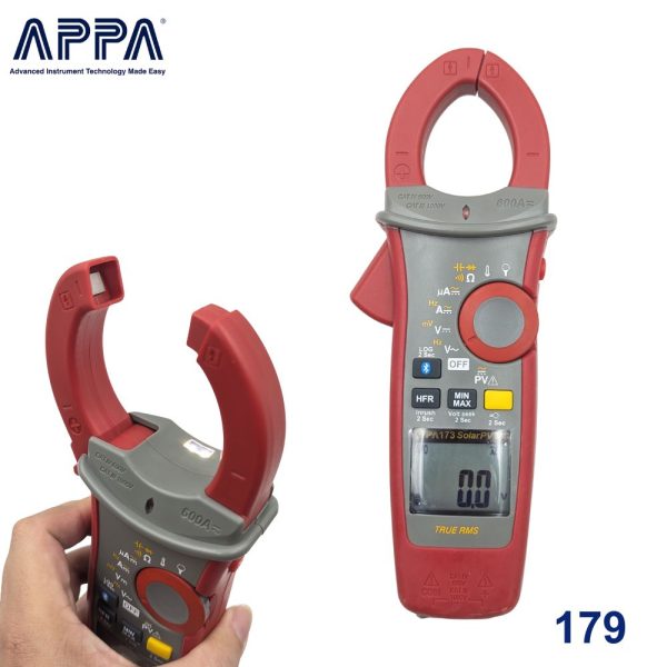 Ampe kìm APPA 179 True-RMS đo điện năng lượng mặt trời AC/DC, Ampe kìm đo điện mặt trời APPA 179, APPA 179 Clamp Meter