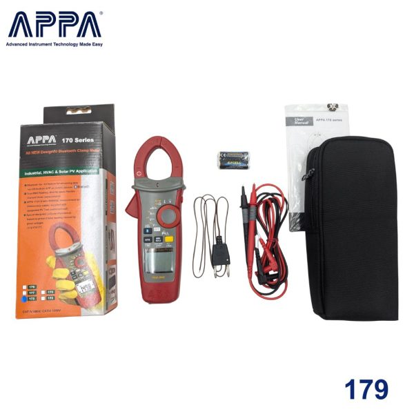 Ampe kìm APPA 179 True-RMS đo điện năng lượng mặt trời AC/DC, Ampe kìm đo điện mặt trời APPA 179, APPA 179 Clamp Meter