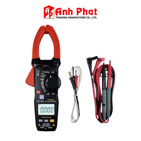 Ampe kìm APECH AC-198 True-RMS (1000V/1000A), đồng hồ ampe kìm APECH AC 198 True RMS, APECH AC198 True-RMS Clamp Meter