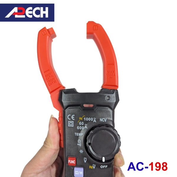 Ampe kìm APECH AC-198 True-RMS (1000V/1000A), đồng hồ ampe kìm APECH AC 198 True RMS, APECH AC198 True-RMS Clamp Meter