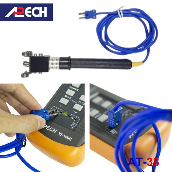 Cây đo nhiệt độ tiếp xúc có bánh xe APECH AT-38, que đo nhiệt độ con lăn loại K APECH AT38, APECH AT 38 Type K temperature probe