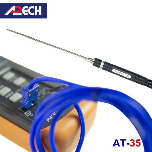 Cây đo nhiệt độ tiếp xúc đầu nhọn APECH AT-35 (-50 ~ 600 độ C), cây đo nhiệt độ xuyên thấu APECH AT35, que đo nhiệt độ APECH AT 35 K-Type Thermocouple Probe