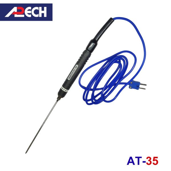 Cây đo nhiệt độ tiếp xúc đầu nhọn APECH AT-35 (-50 ~ 600 độ C), cây đo nhiệt độ xuyên thấu APECH AT35, que đo nhiệt độ APECH AT 35 K-Type Thermocouple Probe