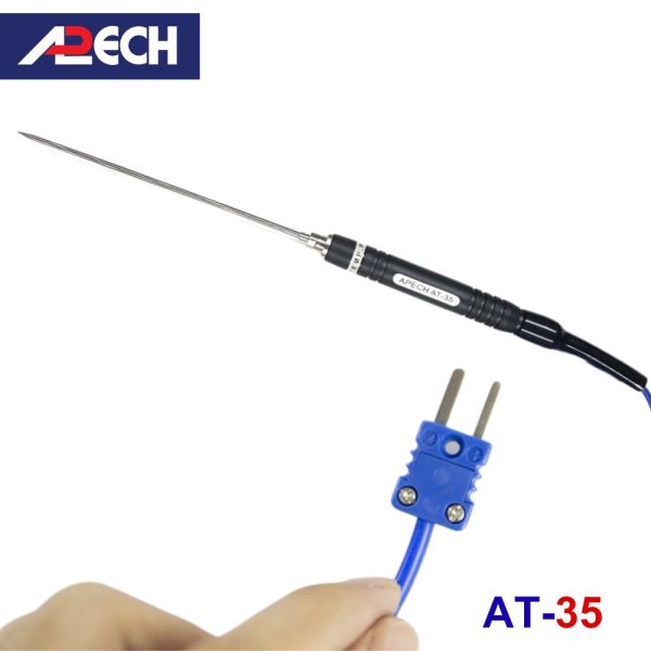 Cây đo nhiệt độ tiếp xúc đầu nhọn APECH AT-35 (-50 ~ 600 độ C), cây đo nhiệt độ xuyên thấu APECH AT35, que đo nhiệt độ APECH AT 35 K-Type Thermocouple Probe