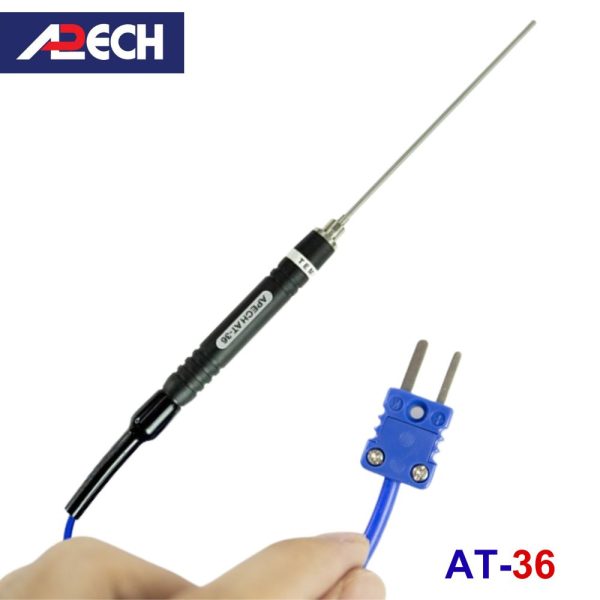 Cây đo nhiệt độ tiếp xúc đầu tù APECH AT-36 (-50 ~ 600⁰C), que đo nhiệt độ loại K APECH AT36, APECH AT 36 K-Type Thermocouple Probe