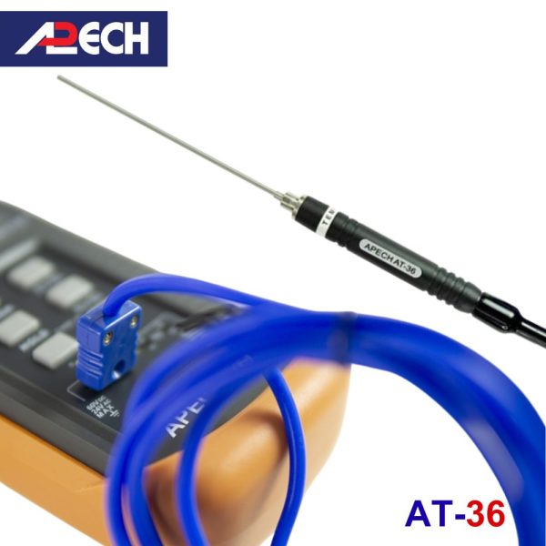 Cây đo nhiệt độ tiếp xúc đầu tù APECH AT-36 (-50 ~ 600⁰C), que đo nhiệt độ loại K APECH AT36, APECH AT 36 K-Type Thermocouple Probe