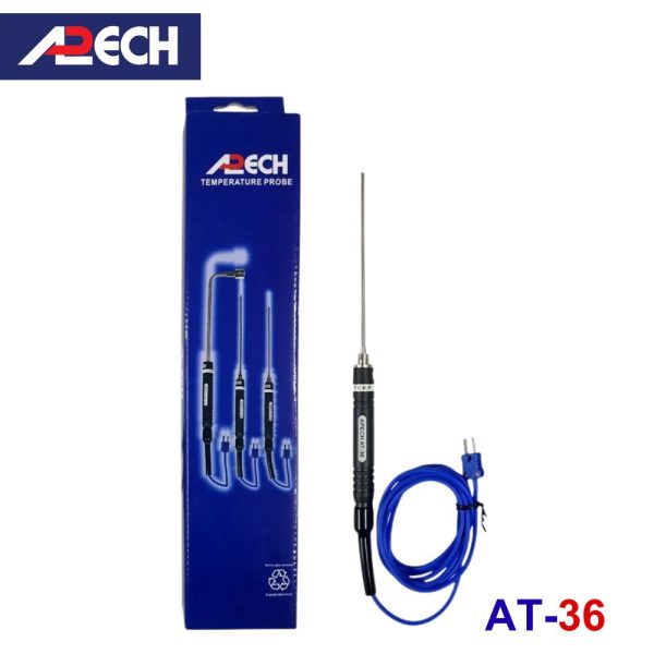 Cây đo nhiệt độ tiếp xúc đầu tù APECH AT-36 (-50 ~ 600⁰C), que đo nhiệt độ loại K APECH AT36, APECH AT 36 K-Type Thermocouple Probe