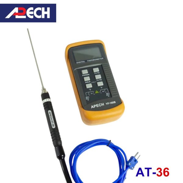 Cây đo nhiệt độ tiếp xúc đầu tù APECH AT-36 (-50 ~ 600⁰C), que đo nhiệt độ loại K APECH AT36, APECH AT 36 K-Type Thermocouple Probe