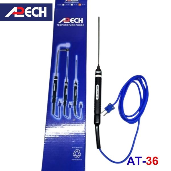 Cây đo nhiệt độ tiếp xúc đầu tù APECH AT-36 (-50 ~ 600⁰C), que đo nhiệt độ loại K APECH AT36, APECH AT 36 K-Type Thermocouple Probe