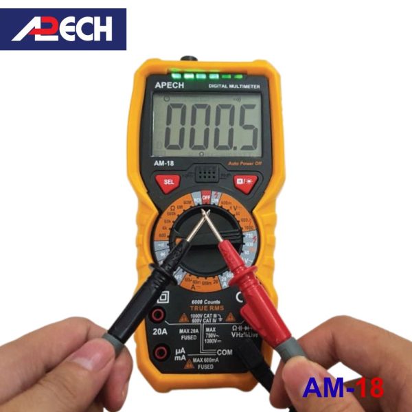 Đồng hồ vạn năng APECH AM-18 True-RMS đo điện AC/DC, đồng hồ VOM APECH AM18 True-RMS, APECH AM 18 True RMS Digital Multimeter