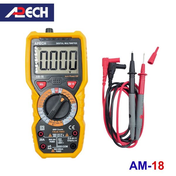 Đồng hồ vạn năng APECH AM-18 True-RMS đo điện AC/DC, đồng hồ VOM APECH AM18 True-RMS, APECH AM 18 True RMS Digital Multimeter