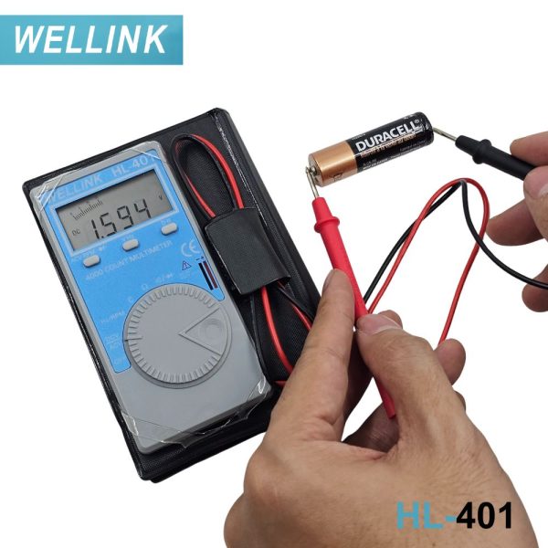Đồng hồ vạn năng bỏ túi WELLNK HL-401 dạng ví nhỏ gọn, đồng hồ VOM mini WELLNK HL401, WELLNK HL 401 pocket digital multimeter