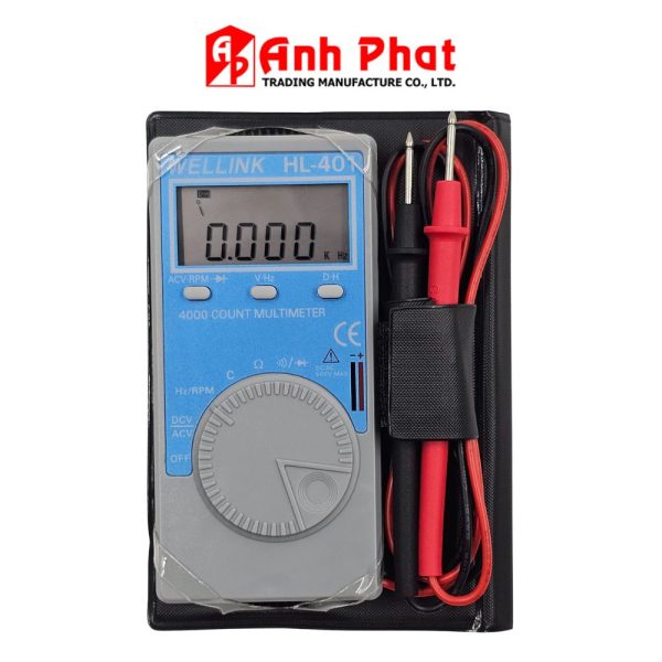 Đồng hồ vạn năng bỏ túi WELLNK HL-401 dạng ví nhỏ gọn, đồng hồ VOM mini WELLNK HL401, WELLNK HL 401 pocket digital multimeter