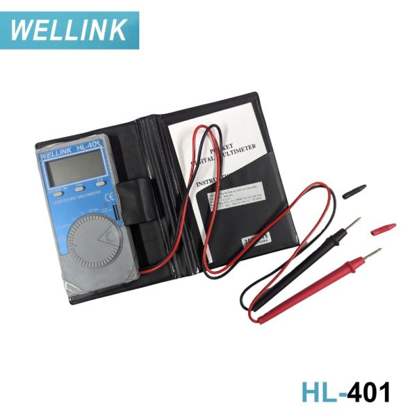 Đồng hồ vạn năng bỏ túi WELLNK HL-401 dạng ví nhỏ gọn, đồng hồ VOM mini WELLNK HL401, WELLNK HL 401 pocket digital multimeter