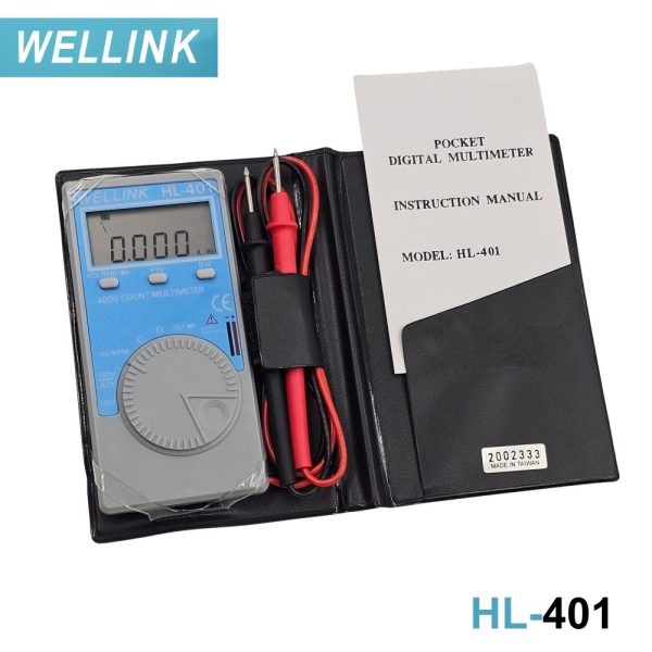 Đồng hồ vạn năng bỏ túi WELLNK HL-401 dạng ví nhỏ gọn, đồng hồ VOM mini WELLNK HL401, WELLNK HL 401 pocket digital multimeter