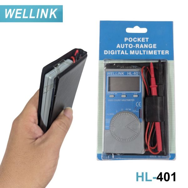 Đồng hồ vạn năng bỏ túi WELLNK HL-401 dạng ví nhỏ gọn, đồng hồ VOM mini WELLNK HL401, WELLNK HL 401 pocket digital multimeter