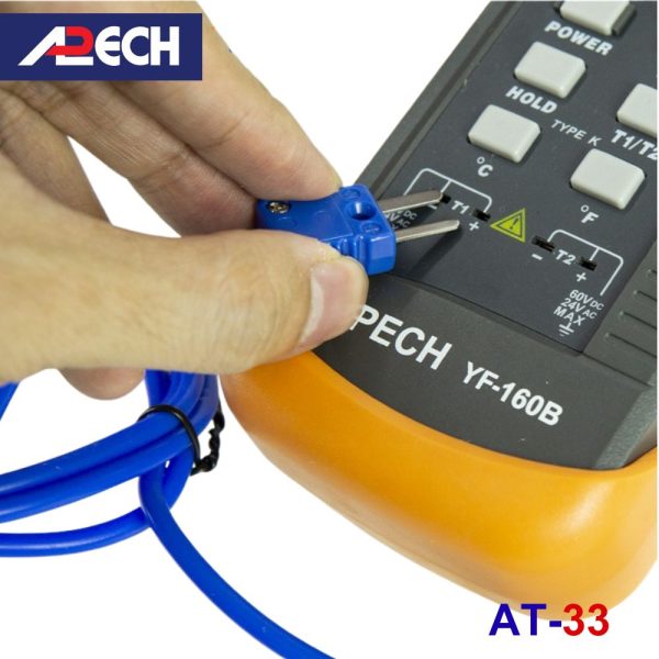 que đo nhiệt độ tiếp xúc đầu cong APECH AT-33, cây đo nhiệt độ tiếp xúc bề mặt APECH AT 33, APECH AT-33 K-Type Thermocouple Probe