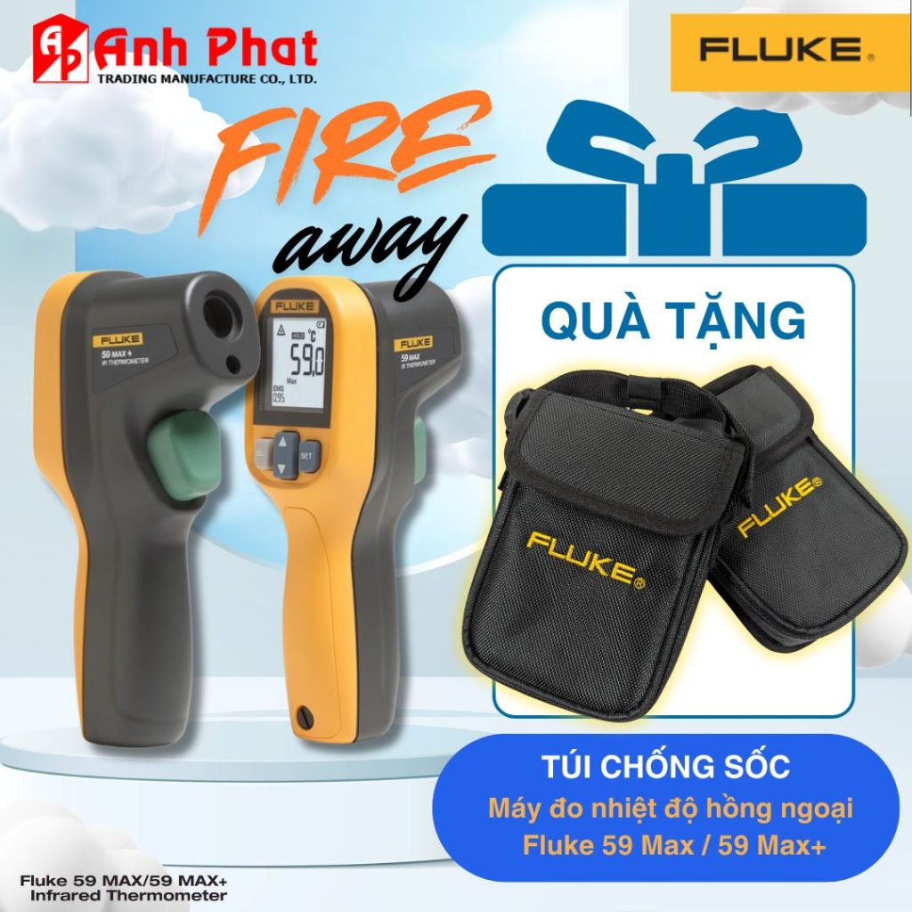 Tặng túi chống sốc khi mua Máy đo nhiệt độ hồng ngoại FLUKE 59 MAX hoặc FLUKE 59 MAX+