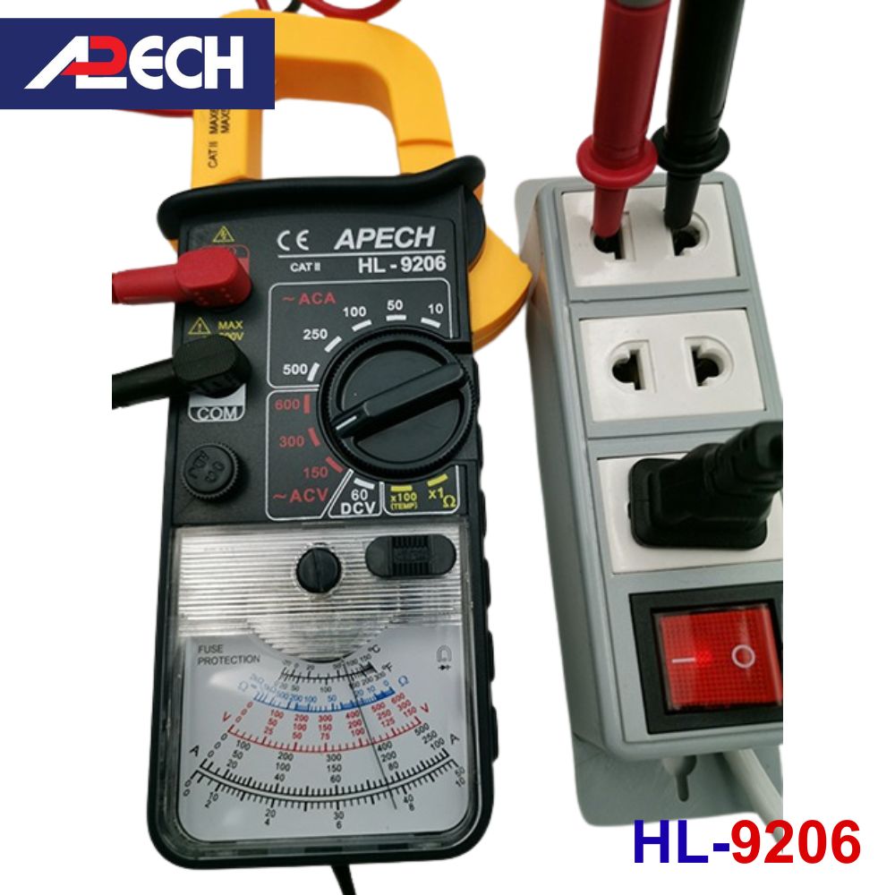 Ampe kìm cơ APECH HL-9206 chỉ thị kim đo dòng AC (500A) Ampe kìm cơ APECH HL-9206 chỉ thị kim đo dòng AC (500A), Ampe kìm chỉ thị kim APECH HL9206, APECH HL 9206 Analog Clamp Meter
