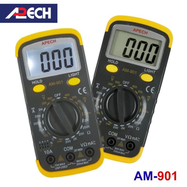Đồng hồ vạn năng APECH AM-901 đo dòng DC và nhiệt độ, đồng hồ VOM giá rẻ APECH AM901, APECH AM 901 Digital Multimeter