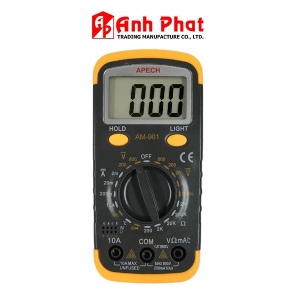 Đồng hồ vạn năng APECH AM-901 đo dòng DC và nhiệt độ, đồng hồ VOM giá rẻ APECH AM901, APECH AM 901 Digital Multimeter