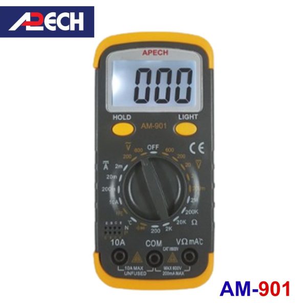 Đồng hồ vạn năng APECH AM-901 đo dòng DC và nhiệt độ, đồng hồ VOM giá rẻ APECH AM901, APECH AM 901 Digital Multimeter
