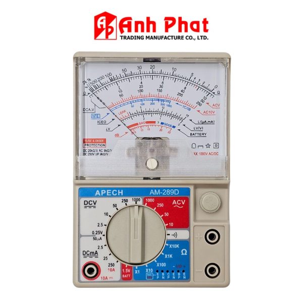 Đồng hồ vạn năng kim APECH AM-289D Analog Multimeter, đồng hồ VOM chỉ kim APECH AM289D, đồng hồ vạn năng cơ APECH AM 289D