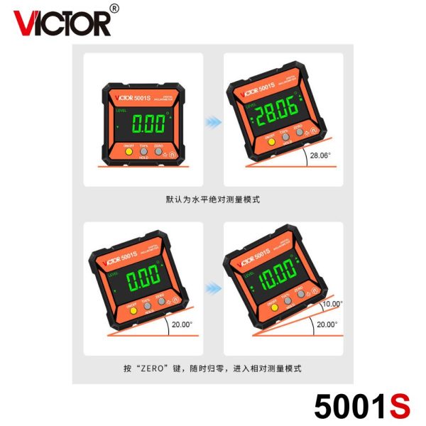 Máy đo độ nghiêng điện tử VICTOR 5001S, máy đo góc nghiêng VICTOR 5001S, VICTOR-5001S Digital Inclinometer